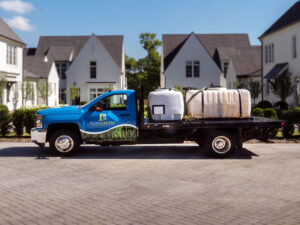truck with chemicals in the bed