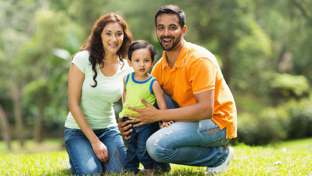 A happy family in a mosquito-free yard